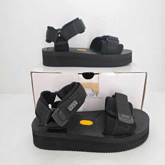 Suicoke | CEL-VPO Cab black monochrome strappy platform slide sandals | WMS 7 - Picture 4 of 12
